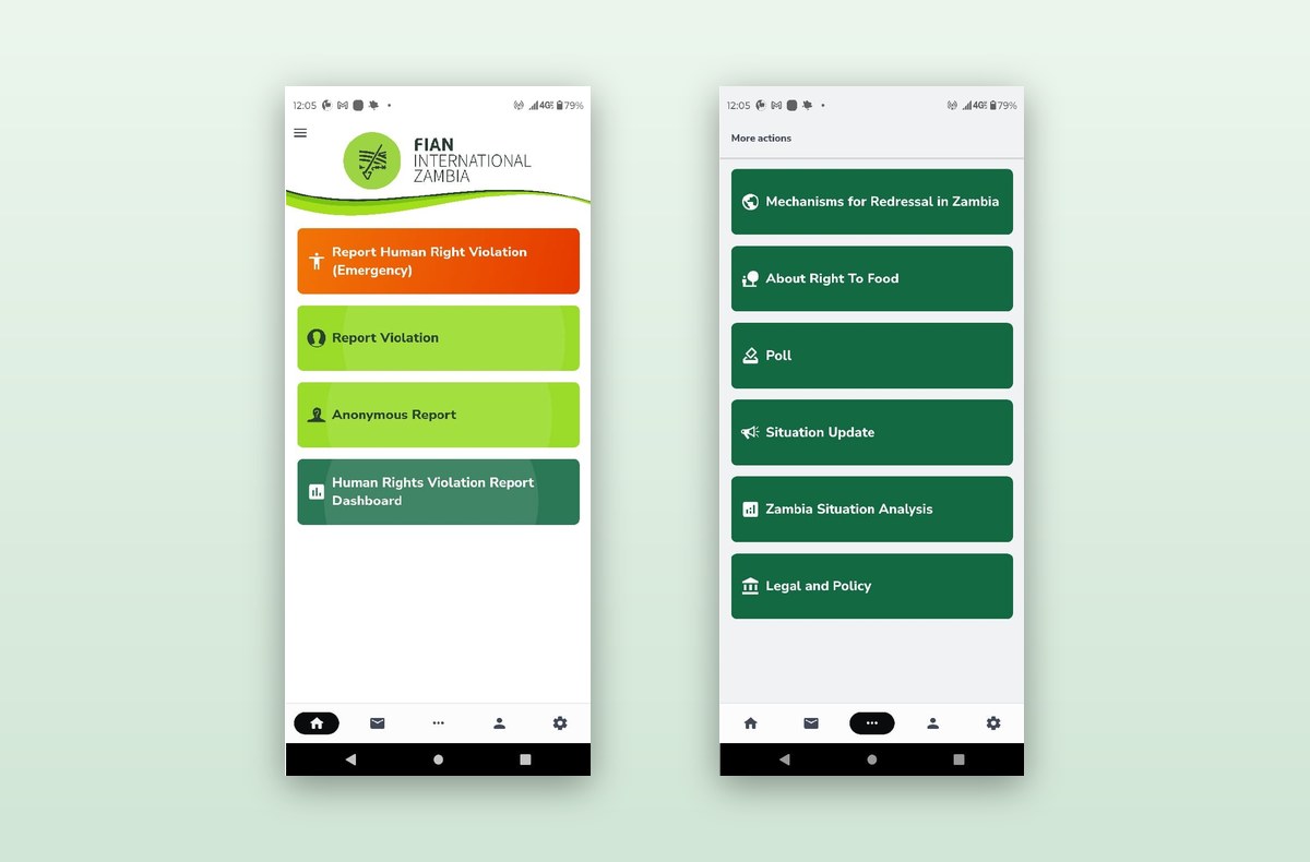Right to Food mobile app built by SIIS for FIAN International Zambia