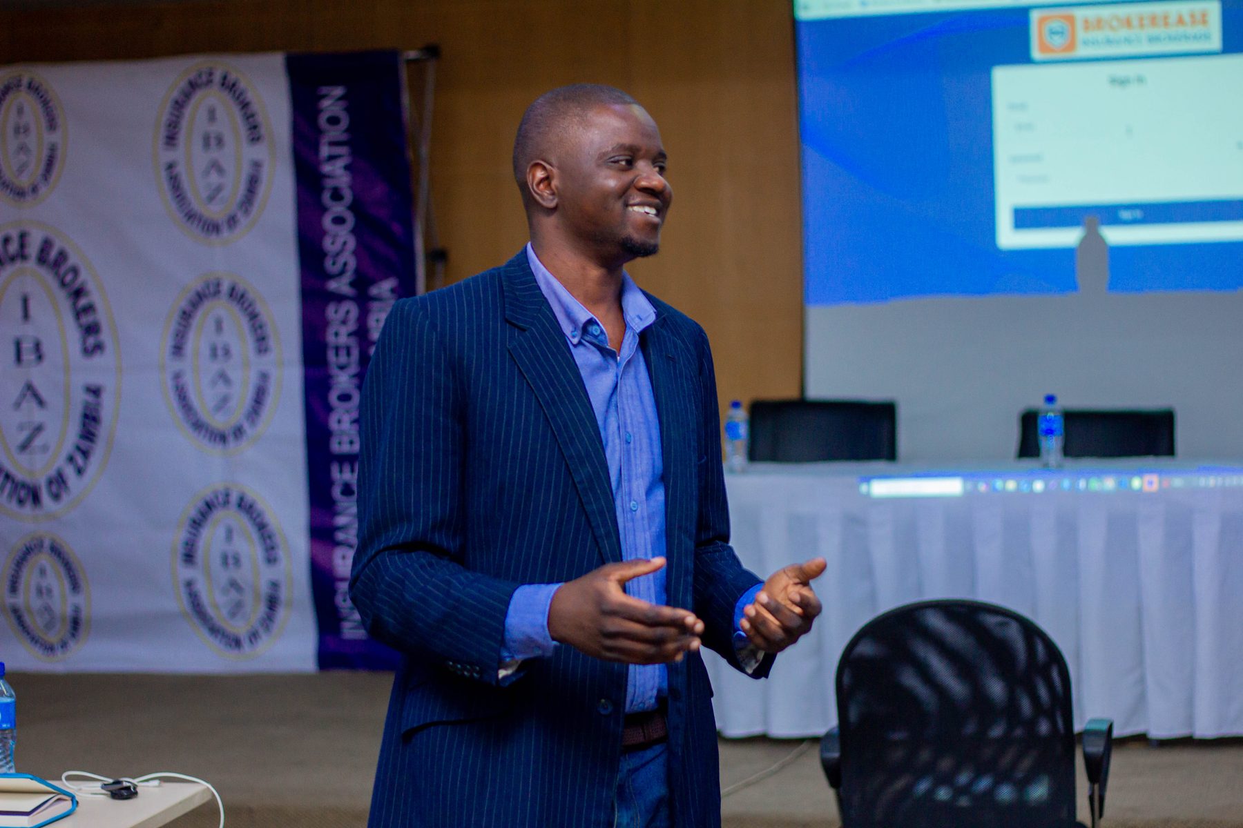 SIIS presenting the Brokerease broker management system at the Digital Brokers Forum in Lusaka